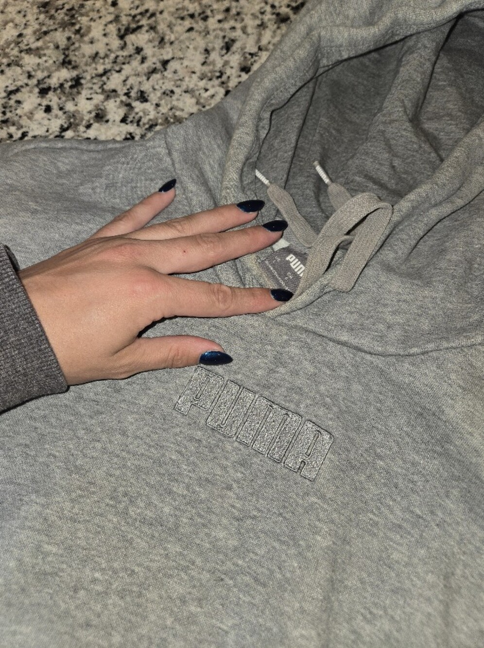PUMA Gray Embroidered Logo Hoodie